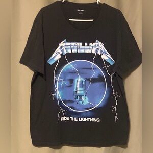 Old Navy Mens XL Charcoal Metallica Ride The Lightning,/Panther Graphic  Tee